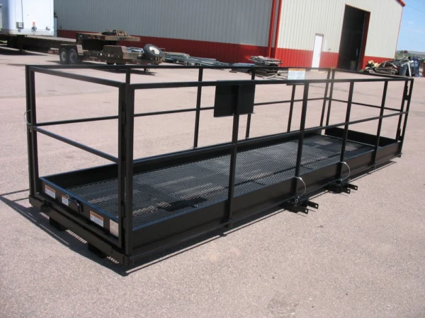 Fork mount work platform unit quickly pins onto your forklift tines